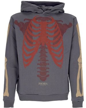 Phobia Bones Hoodie Lightweight Hoodie - Gray