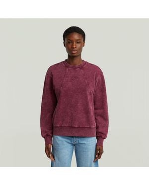 G-Star Sweatshirt D27173-D969 Washed Online Script H732 Smokey - Red