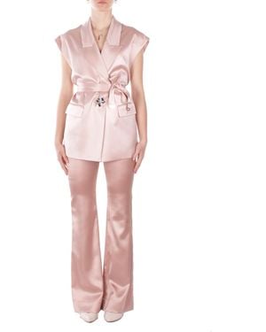 Pinko Pants 106434A361 Q35 Pinion Slippers Satin Mahogany - Pink