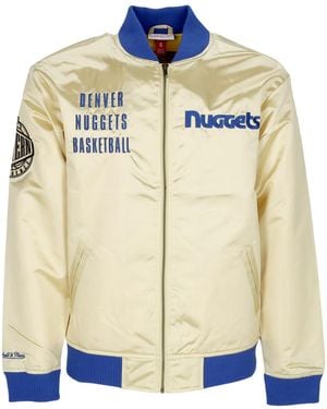 Mitchell & Ness Bomber Jacket Nba Team Og 2.0 Lightweight Satin Jacket Vintage Logo Dennug - Blue