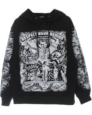 IHS Hombres Hoodie Respetan Su Demonio Hoodie Negro