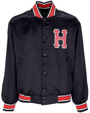 Huf Crackerjack Bomber Jacket Satin Baseball Jacket - Blue