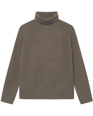 Les Deux Eddie Wool Rib Rollneck Strickpullover High Hals Pullover - Grau