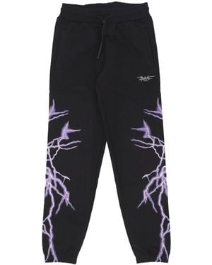 Phobia Lightweight Tracksuit Pants Lateral Lightning Print Pants - Black