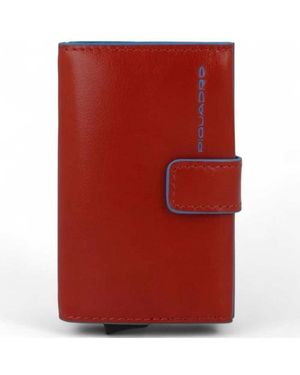 Piquadro Square Leather Card Holder - Red