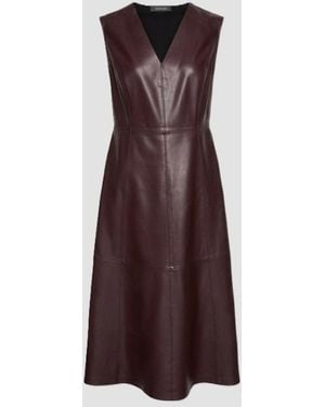 Elena Miro Leather Dress With V Monster Neck - Purple