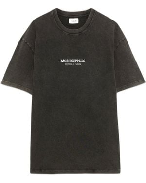 AMISH T-Shirt Jersey Grunge Pigment Stone - Black