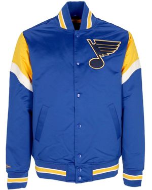 Mitchell &amp; Ness Bomber Jacket Nhl Heavyweight Satin Jacket Stlblu - Blue