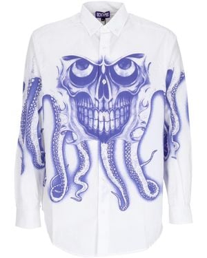 Octopus Herren Langarmshirt Skull L/Shirt Weib - Blau