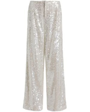 Alberta Ferretti Wide Leg Sequins Pants - White