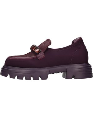 Jeannot Suede Fabric Moccasin Loafers - Purple