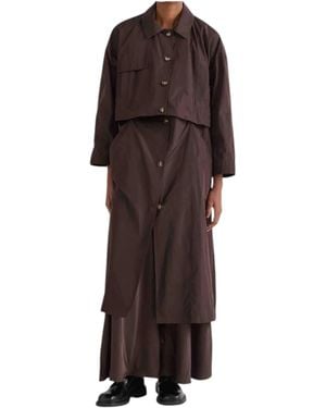 MEIMEIJ Long Detachable Trench With Buttons - Brown