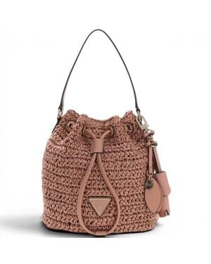 Guess Bolsa De La Ceja Ofelia Top Handle Coral Rosa En Material Sintetico Con Correa De Hombro - Marrón