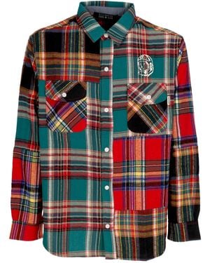 BBCICECREAM Hemd Langarm Patchwork Check-Shirt - Rot