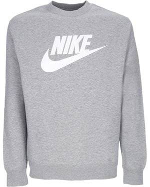 Nike Crewneck Sweatshirt Sportswear Club Bb Graphic Crew Dk Heather - Gray