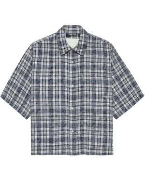 New Amsterdam Surf Association Wijk Short Sleeves Check Shirt Boxy Fit Short Sleeves - Blue