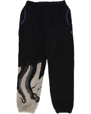 Octopus Bear Side Sherpa Pants - Black