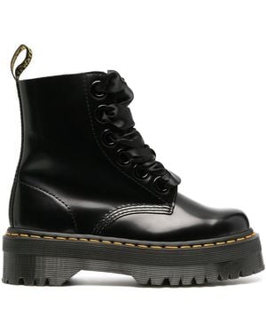 Dr. Martens Molly Amphibian Leather With Satin Laces - Black