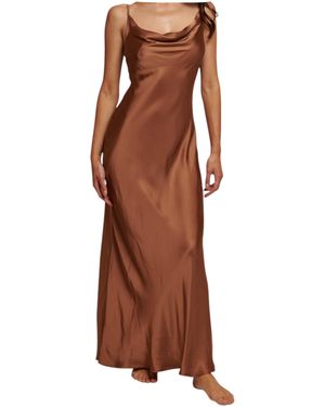 BIKINI MI.MA. Frauen Langes Kleid Mit Weichem Ausschnitt - Braun