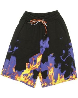 IHS Short De Survetement Pour Hommes Multi Flames Noir - Bleu