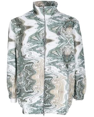 Huf High Neck Sweatshirt Swirl Oversized Fleece Full Zip - Blue