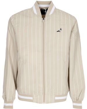 Staple Blouson Aviateur Pour Hommes, Veste De Baseball A Fines Rayures, Pierre - Neutre