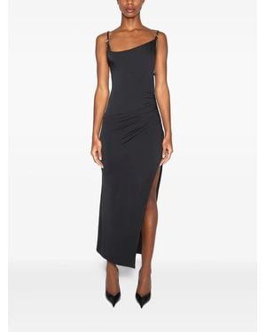 Mugler Asymmetrisches Midikleid Mit Schlitz - Blau