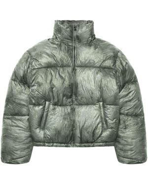 RETERNITY Wrinkled Puffer Jacket Winter Jacket With Hood - Green
