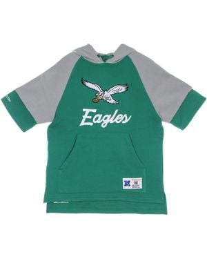 Mitchell &amp; Ness Sweat A Capuche A Manches Courtes Pour Hommes Nfl Fleece Hoodie Phieag Vert Fonce