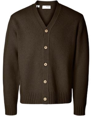 SELECTED Cardigan Ls Cody Knit Relaxed Cardigan - Green