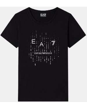 EA7 T-Shirt Met Contrasterend Zwart Vrouwen Logo