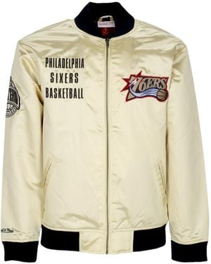 Mitchell &amp; Ness Bomber Jacket Nba Team Og 2.0 Lightweight Satin Jacket Vintage Logo Phi76E - Natural