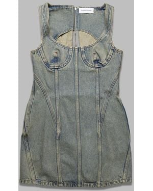 Marine Serre Moon Laser Denim Mini Dress - Gray