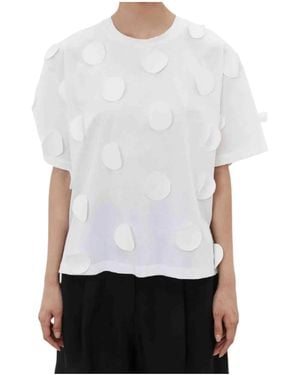 MEIMEIJ T-Shirt Half Sleeve Over With Fabric Applications - White