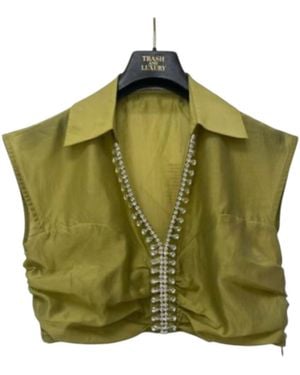 Trash and Luxury Crop Top Neckline V With Application - Green