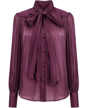 ACTUALEE Shirt Shirt Bow - Purple