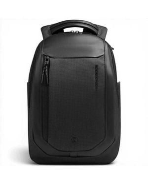 Piquadro Bagmotic Leather And Fabric Backpack With Laptop 13' And Ipad - Black