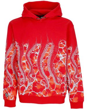 Octopus Lightweight Hooded Sweatshirt Marble Hoodie - Red