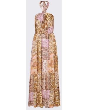 Liu Jo Robe Imprimee En Satin Femme - Blanc