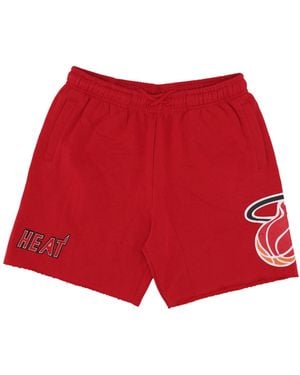 Mitchell &amp; Ness Pantalones De Chandal Cortos De Hombre Nba Postgame Vintage Logo Fleece Short Miahea - Rojo