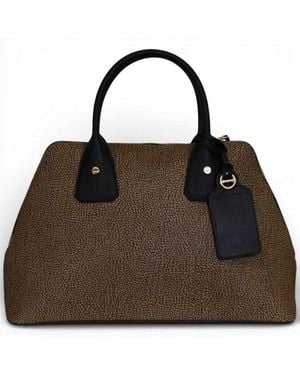 Borbonese Bag Bauletto M. With Shoulder Strap Op Natural/Nero - Brown