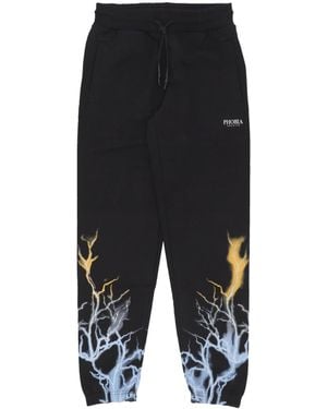 Phobia Pantalones De Chandal Ligeros Para Hombre Pantalones Con Estampado De Rayos Bicolor Negro