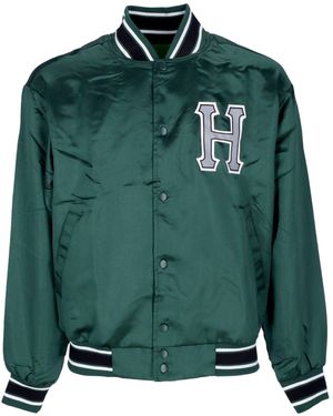Huf Crackerjack Satin Baseball Jacket Bomber Jacket - Green