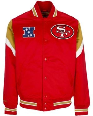 Mitchell & Ness Bomber Jacket Nfl Heavyweight Satin Jacket Saf49E - Red