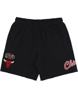 Mitchell &amp; Ness Pantalones De Chandal Cortos Sudadera De Hombre Nba Postgame Vintage Logo Polar Corto Chibul Negro