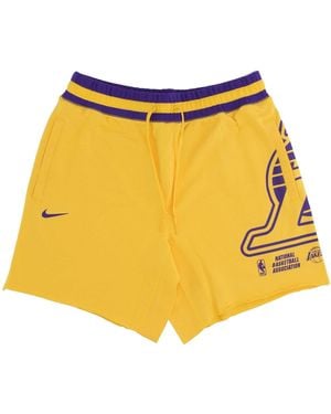 Nike Trainingsshort Voor Nba Fleece Short Courtside Loslak - Geel