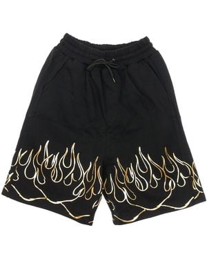 IHS Short Tracksuit Pants 3D Print Flames Shorts - Black