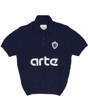 Arte' Polo Manica Corta Uomo Football Knit Sweater - Blue