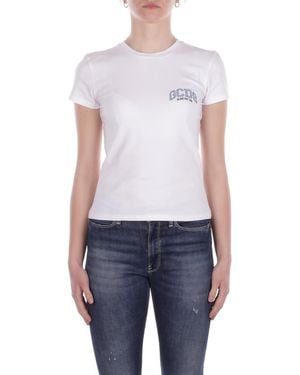 Gcds T-Shirt C1Weqc048J010 100B Logo Louge Slim Ss T-Shirt - Blue