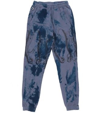 Octopus Fleece Tracksuit Pants Freak Sweatpant - Blue